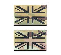 2 Pcs Reflective IR United Kingdom British Union Embroidered Emblem Patches UK Great Britain Hook and Loop Fasteners Laser Cut Military Combat Paintball Badge Armband Emblem Morale Applique