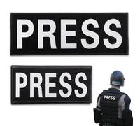 2 PCS Reflective Press Patch Night Vision & Reflective Printed Letters Patches with Hook & Loop for Guard Vest Jacket Back Panel, Small (5.7" x 2.5"), Large (10.7" x 3.9")