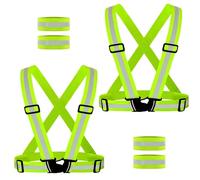 2 Pcs Reflective Vest with 4 Armbands, High Visibility Running Safety Belt, Adjustable Night Straps Gear for Men, Women, Kids, Outdoor Accessories for Walking the Dog, Jogging, Hiking, Cycling, Work