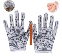 2 Pcs Reflexology Tools Facial Reflexology Tool Reflexology Hand Gloves Hand Reflexology Tools Print Mittens for Correctly Stimulating Hand Acupoints Massa