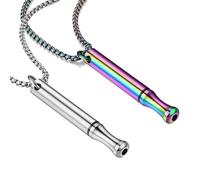 2 Pcs Relief Anxiety Necklacs, Stainless Steel Breathing Necklac with Silent Design, Portable Stress Relief Necklac for Breathing Exercises Relaxation Meditation Anxiety Relief (Silver, Colorful)