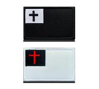2 Pcs Religion Cross Logo Patch Christian Cross Jesus Christ Cross Hook Loop Patch, Tactical Christian Flag Embroidered Decorative Patches for Indoor Praying or Outdoor Showing