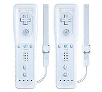 2 Pcs Remote Controller for Wii, TechKen Remote Game Controllers Compatible with Wii Remote Replacement with Silicone and Wrist Strap (White)