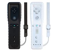 2 Pcs Remote Controller for Wii, TechKen Remote Game Controllers Compatible with Wii Remote Replacement with Silicone and Wrist Strap (White Black)
