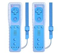 2 Pcs Remote Controller for Wii, TechKen Remote Game Controllers Compatible with Wii Remote Replacement with Silicone and Wrist Strap(Blue)