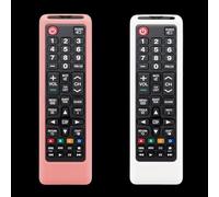 [2 PCS] Remote Cover Case for Samsung TV Remote, Cover for Samsung Remote Control for Smart TV Universal Replacement Silicone Sleeve Skin with Lanyard Glow in The Dark - Pink and White