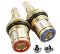 2 pcs Replacement Ceramic Tap Cartridge 1/4 Turn 20 Spline,Tap Washers,Tap Glands Seals Repair Kit,Tap Valve for Shower Bathroom Taps with Washers,Solid Brass Ceramic