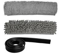 2 Pcs Replacement Pads for Window Cleaners, Microfibre and Chenille Replacement Pads, Professional Window Cleaner Pads, for Car Windscreens, Mirrors, Shower Door Cleaning, 106cm Black Rubber Strip