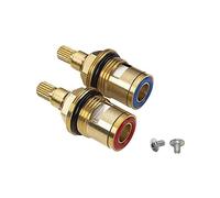2 Pcs Replacement Tap Valves Brass,Tap Cartridge Replacement Mixer Tap Cartridge with Metal Lever Heads Universal 1/2" Replacement Tap Valves for Kitchen Bathroom Tap (2PCS)