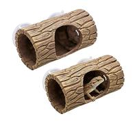 2 Pcs Reptile Hide, Plastic Hollow Hideout with Powerful Suction Cup, Reptile Tank Accessories, Reptile Tank Accessories for Bearded Dragons, Crested Geckos, Hermit Crabs, Lizards & Snakes, Terrarium