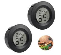 2 PCS Reptile Thermometer Hygrometer, Reptile Tank LCD Digital Mini Round Hygrometer Gauge Temperature Monitor, Incubator Outdoor Humidity Meter for Greenhouse Basement Babyroom Lizard Tortoise Tank