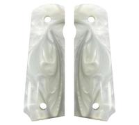 2 Pcs Resin 1911 Grips, White Pearl With Mirror Polish, Arc Design, Full Size, Fits 4.2 X 1.5 In M1911 Models
