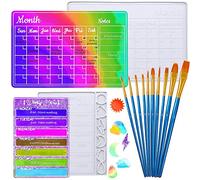 2 PCS Resin Moulds with Paint Brush, FineGood Calender 2022 Resin Moulds Silicone Monthly Calender Week Planner Silicone Moulds for Resin Casting