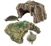 2 Pcs Resin Reptile Rock Cave Safe Bearded Dragon Lizard Hideout Cave Simulation Terrarium Decor Terrarium Accessories for Loach Small Fish Ball Python Hamster Gecko