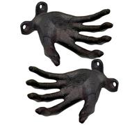 2 Pcs Resin Wall Mount Hook, Creepy Hand Entryway Hooks with Cast Iron Texture Finish, 4.3 x 3.1 x 2 in / 11 x 8 x 5 cm, Wall Hangers for Entryway, Unique Room Décor for Coats Hats Keys Jewelry