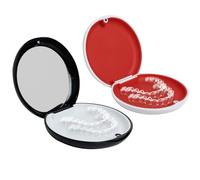 2 Pcs Retainer Case Denture Box with Magnetic Closure Portable Aligner Case with Mirror Orthodontic Denture Storage Multifunctional Mouth Guard Container for Retainers and Invisalign