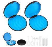 2 Pcs Retainer Case, Slim Magnetic Aligner Case for Invisalign, Mouthguard Case with Removal Tools&Brush, Removable Inner Tray Silicone for Easy Cleaning