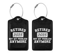 2 Pcs Retired 2025 Luggage Tag for Suitcase, Retired Not My Problem Any More Tag, Birthday Retirement Gifts for Men Women Worker Elderly