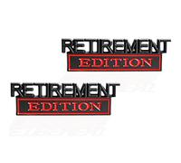 2 Pcs Retirement Edition Emblem 3D Metal Badge Decal Sticker Fit for Universal Car Truck SUV Side Rear Front Hood