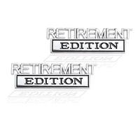 2 Pcs Retirement Edition Emblem 3D Metal Badge Decal Sticker Fit for Universal Car Truck SUV Side Rear Front Hood Trunk Door