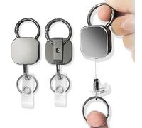 2 Pcs Retractable Badge Holders, Duty Badge Reel, Retractable Keyring Badge Reel, Metal Carabiner Badge Holder Reel, Premium Heavy Duty Metal ID Badge Holder, for Key Ring ID Card Badge Holder.