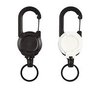 2 PCS Retractable Key Chain Heavy Duty Badge Holder Reel,Outdoor Automatic Retractable Wire Rope Keychain with Steel Cable, Key Ring, Lobster Clasps Suitable for Office Work, Outdoor Hiking