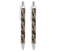 2 PCS Retractable Liquid Ink Monkey Lemur Cute Rollerball Pens 0.5mm Fine Point Smooth Writing Gel Pens with Ergonomic Comfort Grip Quick-Dry Smudge-Free Black Ink Refillable Office Writing Pen