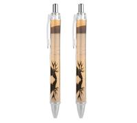 2 PCS Retractable Liquid Ink Moose in The River Rollerball Pens 0.5mm Fine Point Smooth Writing Gel Pens with Ergonomic Comfort Grip Quick-Dry Smudge-Free Black Ink Refillable Office Writing Pen