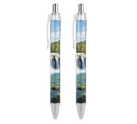 2 PCS Retractable Liquid Ink Waterfalls on Krka River Rollerball Pens 0.5mm Fine Point Smooth Writing Gel Pens with Ergonomic Comfort Grip Quick-Dry Smudge-Free Black Ink Refillable Office Writing Pen
