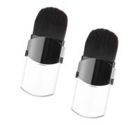 2 Pcs Retractable Makeup Brush, Mini Blush Brush Portable Travel Size Makeup Brushes With Cover For Blending Bronzer Blush Cosmetics