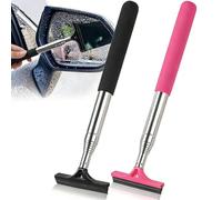 2 Pcs Retractable Rearview Mirror Wiper, Mini Telescopic Car Window Squeegee, Portable Multifunctional Cleaning Tool for Automotive Windshield, Rear View, Bathroom Mirror and Countertop