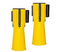 2 Pcs Retractable Traffic Cone Topper Tape - 3 Meter | Yellow Black Cone Belt Barrier | Cone Mountable Emergency Warning Belt | High Visibility Yellow Retractable Topper for Traffic Cone
