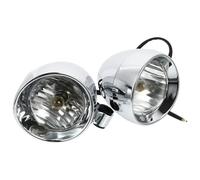2 Pcs Retro Bullet Motorcycle Fog Light 12V 10W Auxiliary Lamp for ATVs | Silver Plastic Housing, Adjustable Beam, Plug and Play Fitting, Optical Coating, Mounting Stems, Low Power Use
