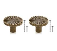 2 PCS Retro Cabinet Door Handles, Zinc Alloy Drawer Knobs with Screws, Bronze Finish for Kitchen Wardrobe Dressing Table