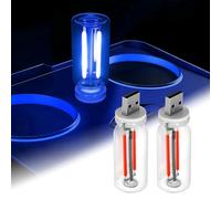 2 Pcs Retro Car Interior Lights,Mini Plug-in USB Car Led Interior Lights,Touch Control 4 Modes Portable Glass Bottle USB LED for Camping Bedroom Hallway Decoration (Blue)