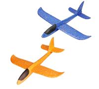 2 PCS Return Glider Foam Plane 48cm, epps Hand Thrown Flying Toy - Outdoor Aircraft For 3-12 Year Old Kids Backyard Park Beach Gift - Crash-Resistant Large Size Model No Batteries blue oranges