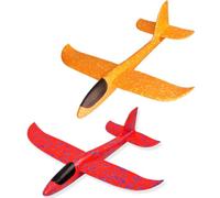 2 PCS Return Glider Foam Plane 48cm, epps Hand Thrown Flying Toy - Outdoor Aircraft For 3-12 Year Old Kids Backyard Park Beach Gift - Crash-Resistant Large Size Model No Batteries Orange Red