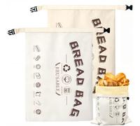 2 Pcs Reusable Beeswax Bread Bags with Buckle, Freezer Safe