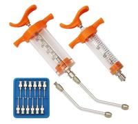 2 PCS Reusable Drench Syringe,With 2 Drench Nozzle Adjustable Dosage And 10 Needles,for Goat,Horse,Sheep ,Dog,Pig, Cat Feeding Supplies(20ML,50ML)