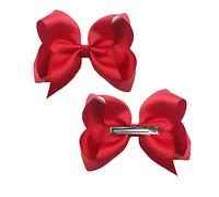 2 Pcs Ribbon Hair Bow Clips Barrettes Ribbon Hair Pins Ponytail Holder Bow Hairpin Hair Barrettes Clips Hair Styling Accessories for Girls Women Christmas Wedding Birthday Valentine's Day - 6 Inch