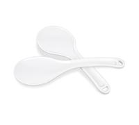 2 Pcs Rice Paddle Scoop, 7.7" Plastic Rice Cooker Spoon, Non-Stick, White | Rice Serving Spoons, Easy to Clean Rice Spoon Paddle with Ergonomic Handle & Hanging Hole for Scoop More in One Go