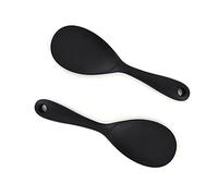 2 Pcs Rice Spoon, Silicone Rice Paddle, Rice Cooker Serving Spoon for Stirring Scooping and Mixing, Black