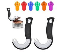 2 Pcs Ring Pull Can Opener Set, Arthritis Aids Tin Opener with 6 Pcs Manual Easy Can Opener, J Shaped Portable Jar Opener for Weak Hands Tin Openers That Work (Multicolour)