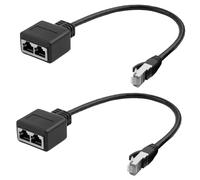 2 Pcs RJ45 Ethernet Splitter 1 to 2, High Speed Network Cable Splitter Adapter Male to Dual Female RJ45 Ethernet Cable Extender LAN Socket Switch Connector for Cat5 Cat6 Cat7 Cat8 Home and Office