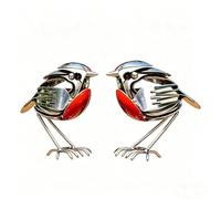 2 PCS Robin Bird Scrap Metal Art Sculpture,Recycled Fork & Spoon Robin Figurine,Garden Ornaments Outdoor,Decorative Bird Animal Yard,Art Sculpture for Lawn Pathway Porch Balcony Courtyard