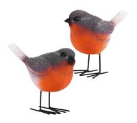 2 Pcs Robin Garden Ornaments Outdoor - Outdoor Resin Bird Statues, Grave Ornaments, Memorial Garden Ornament, Bird Gardens Decorations Robin Gifts for Christmas Or Gardening Gifts