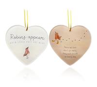 2 Pcs Robin in Garden Heart Ornament Set Robin Gifts for Memorial Garden Grave Ornaments for Grandad Nan Loved Ones Garden Ornaments Outdoor Decor Grave Decorations with Sentimental Touch (Card1)