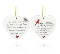 2 Pcs Robin in Garden Heart Ornament Set Robin Gifts for Memorial Garden Grave Ornaments for Grandad Nan Loved Ones Garden Ornaments Outdoor Decor Grave Decorations with Sentimental Touch