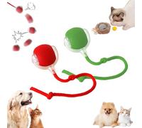 2 PCS Rollie Pet Smart Chase Ball, 360° Interactive Cat Ball Toys for Indoor Cats & Dogs, Rollie Pet Chase Pet Toy Ball with String, Smart Automatic Rotating Rolling Balls (Green+Red)