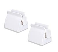 2 Pcs Rolling Tube Toothpaste Squeezer, ABS Toothpaste Seat Holder Stand Rotate Toothpaste Dispenser for Bathroom, Saves Toothpaste, White